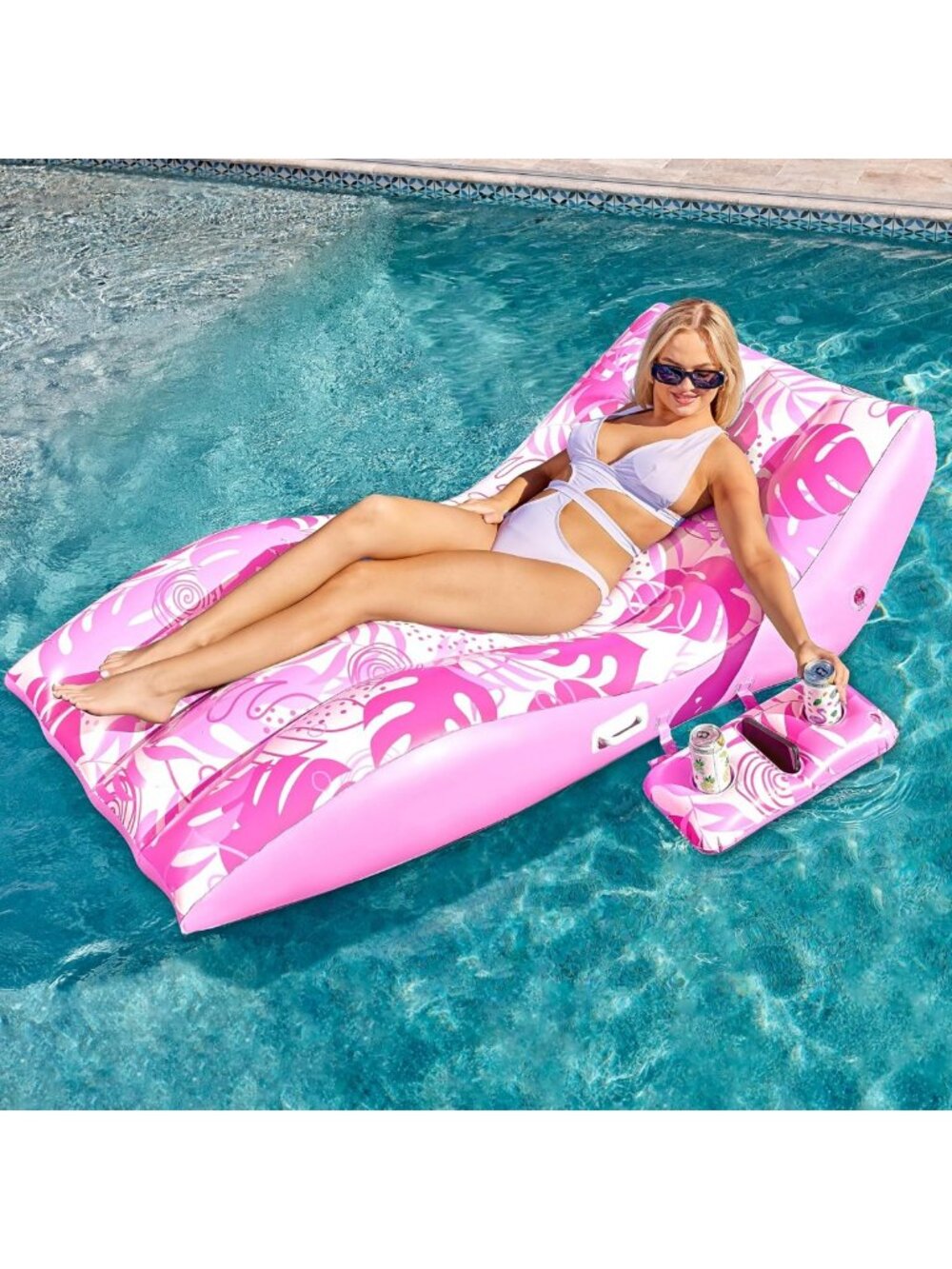 Comfortable Inflatable Pool Lounge Chair with Cup Holder - Heavy Duty Floatie